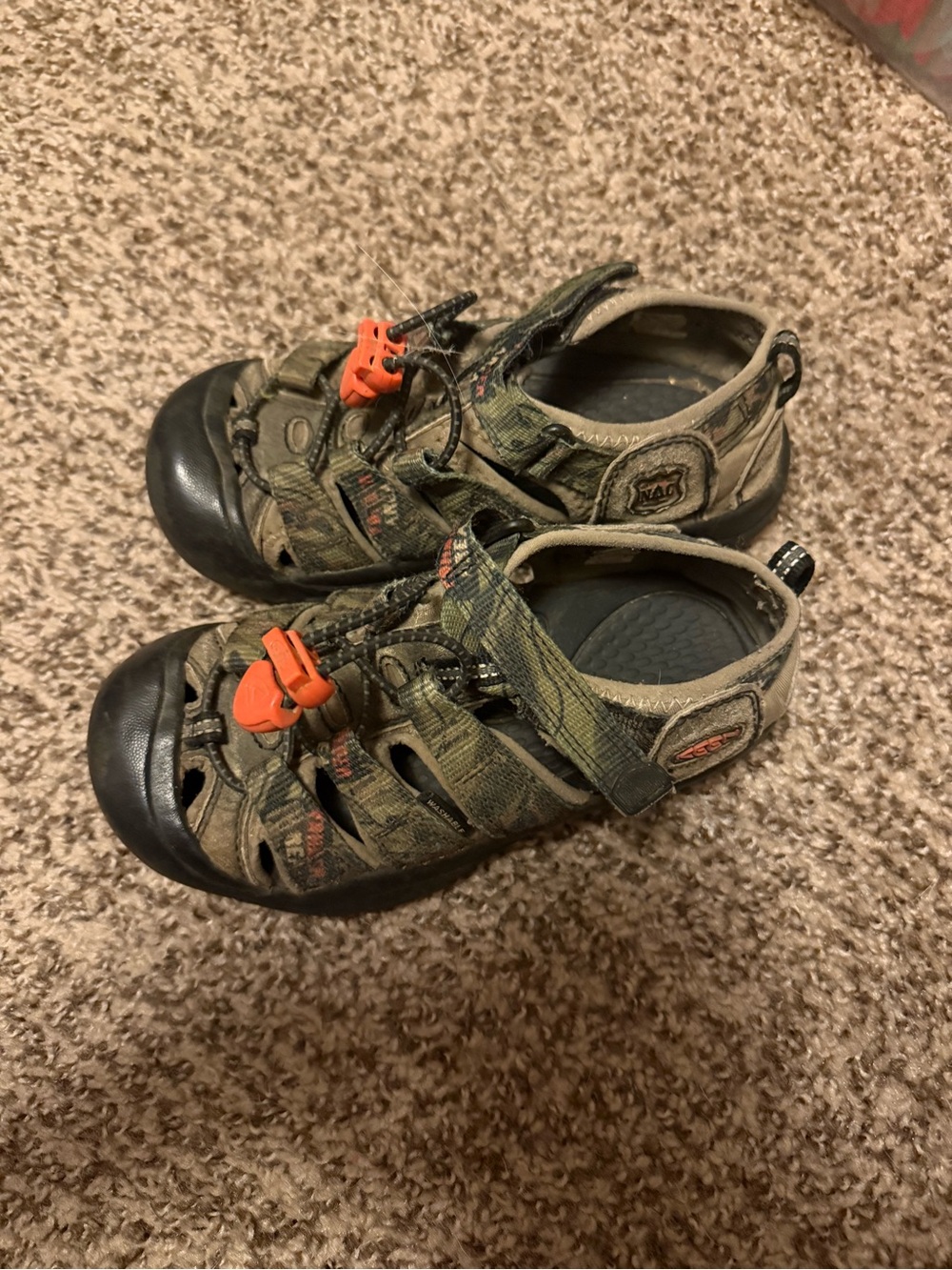 Keen Kids Olive Green Sport Sandals with Orange Bungee